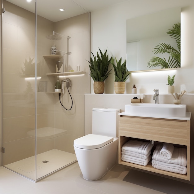 Small bathroom decorated in modern style