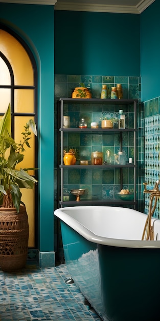 Free Photo small bathroom space with modern style furniture