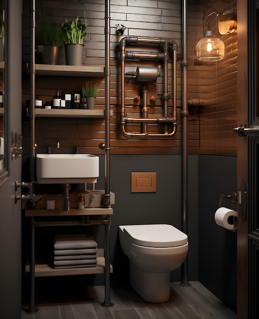 Free Photo small bathroom space with modern style interior design