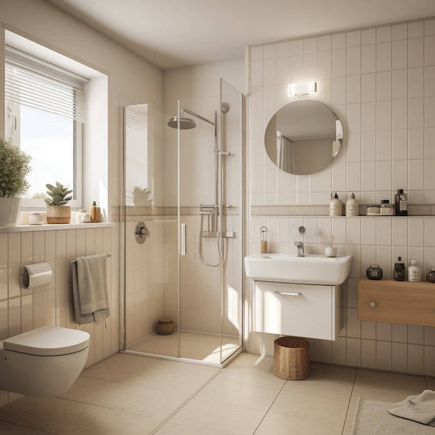 Free Photo small bathroom with modern style ai generated