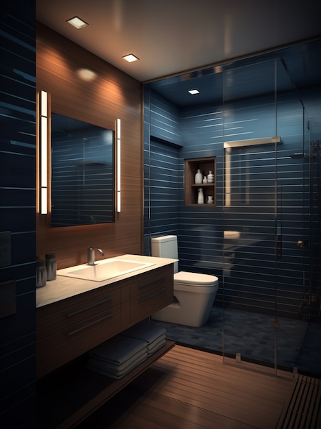 Free photo small bathroom with modern style ai generated