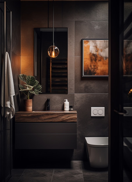 Free Photo small bathroom with modern style ai generated