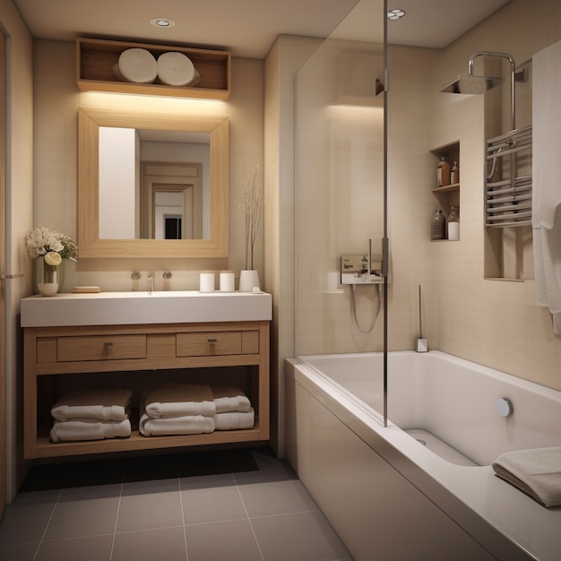 Free Photo small bathroom with modern style and decor