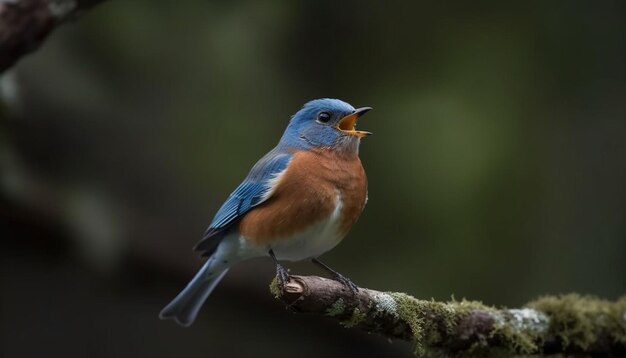 Small bird perching on branch nature beauty generated by AI