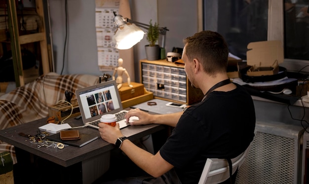 Free Photo small business manager in his workshop