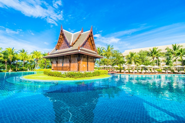 Small house in the middle of the pool