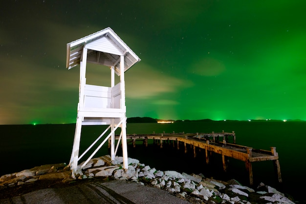 small lighthouse and sea