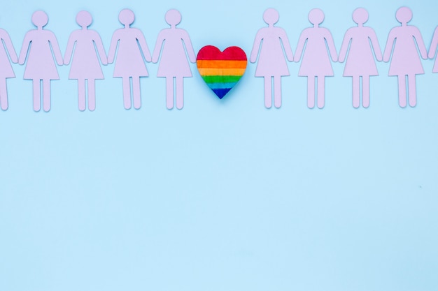 Small rainbow heart with lesbian couples icons 