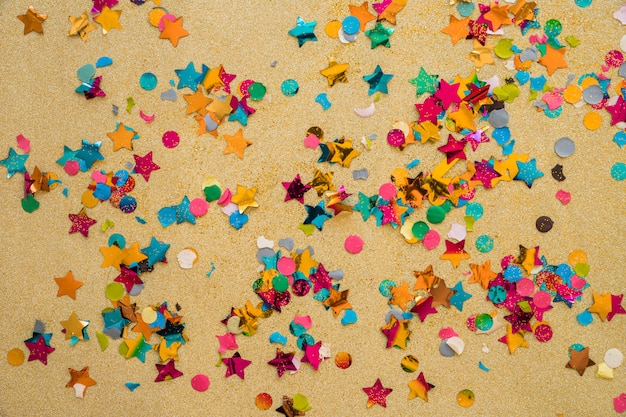 Small spangles scattered on table