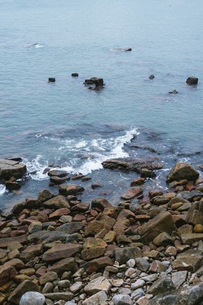 Small stones on the coast of the sea