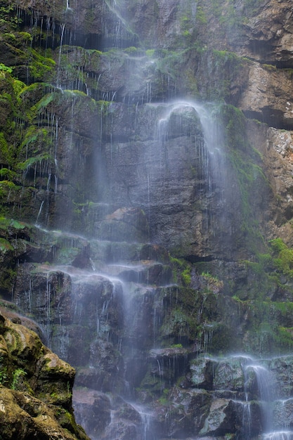 Small waterfall in the rocks of the Skrad municipality in Croatia