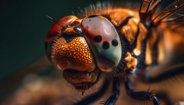 Free Photo small yellow bee eye in macro focus generated by ai