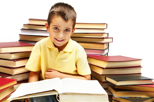 Smart child finishing a book