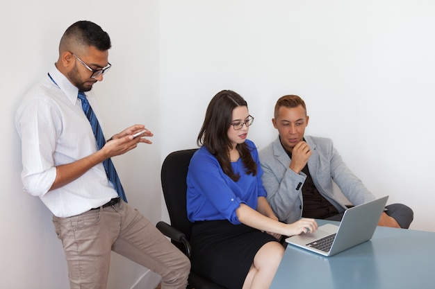 Smart employees preparing for annual meeting