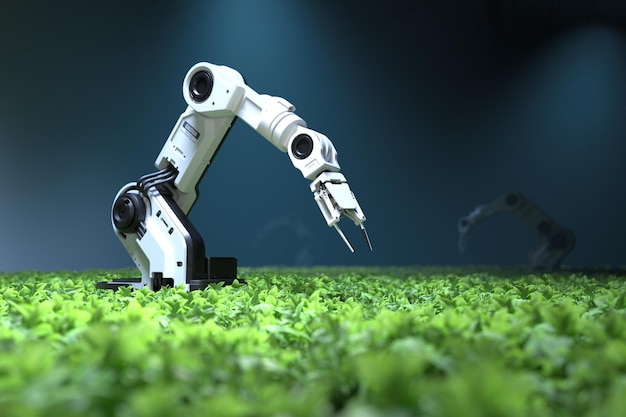 Free Photo smart robotic farmers concept robot farmers agriculture technology farm automation