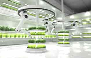 Free photo smart robotic farmers concept, robot farmers, agriculture technology, farm automation