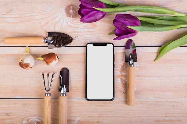 Free Photo smartphone template with gardening concept