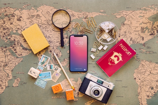 Free photo smartphone and tourism equipment