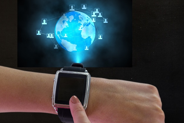 Smartwatch with earth globe