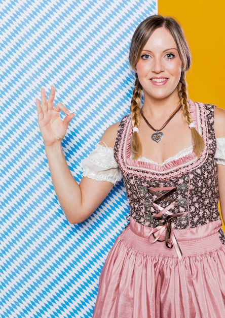 Free photo smiley german woman ready for festival