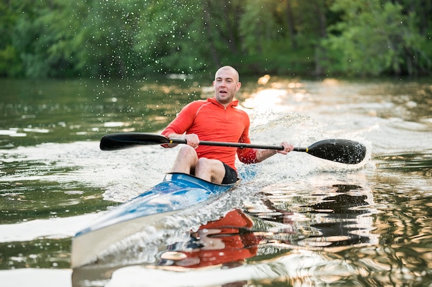 Smiley man having fun outdoors