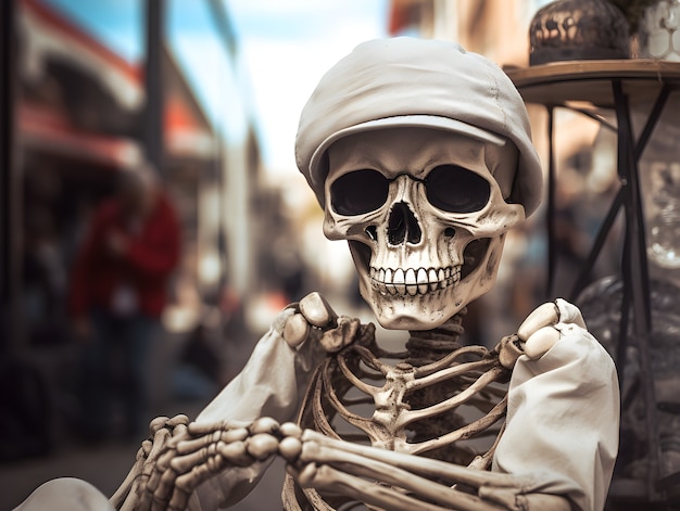 Free Photo smiley skeleton  outdoors