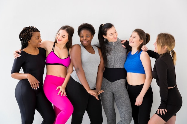 Smiley women on break from fitness class