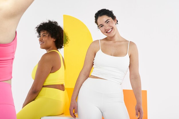 Smiley women posing together