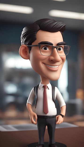 Free Photo smiling businessman in glasses and a tie 3d rendering