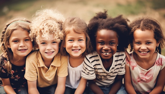 Smiling children enjoying nature carefree summer fun generated by AI