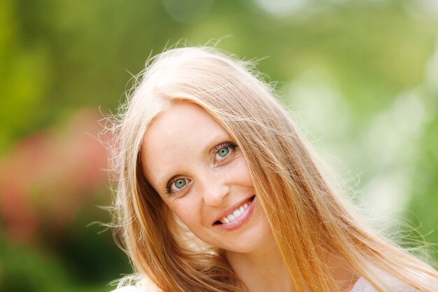 smiling long-haired woman