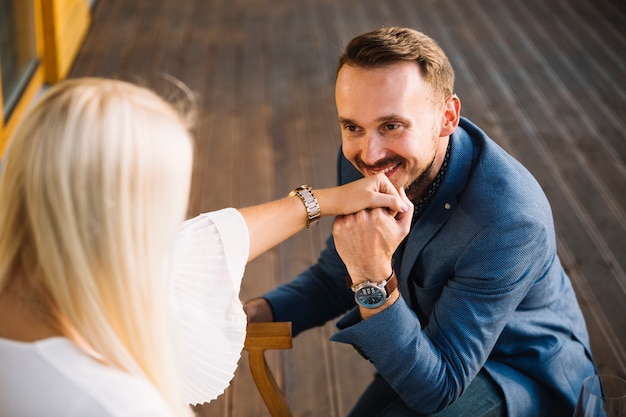 Free Photo smiling man proposing to her girlfriend for marriage