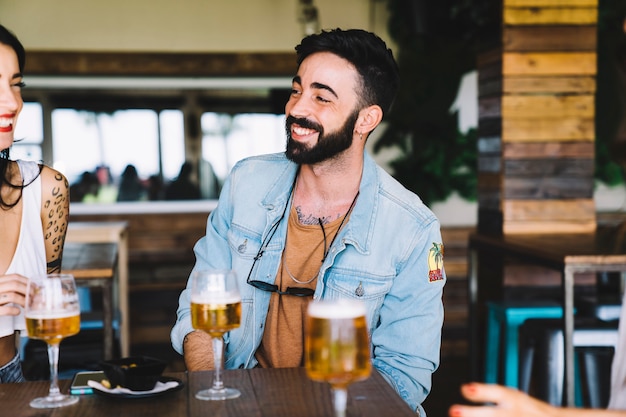 Smiling man with friend