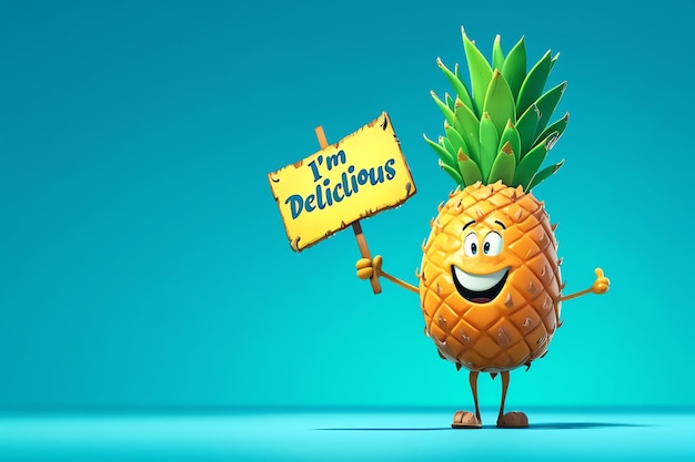 Free photo smiling pineapple with a panel ai generated