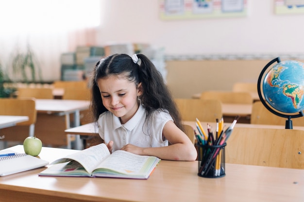 Smiling schoolgirl on lesson