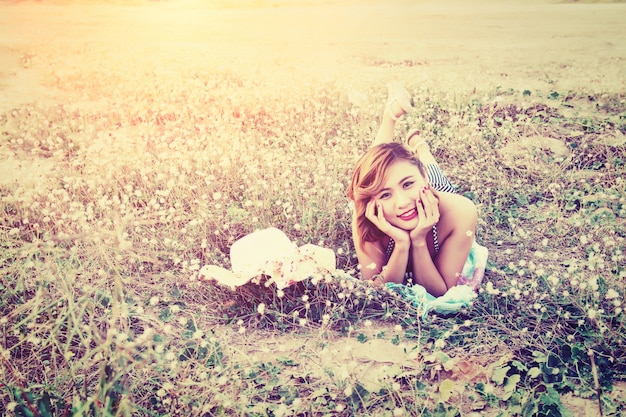 Free photo smiling teenager thinking