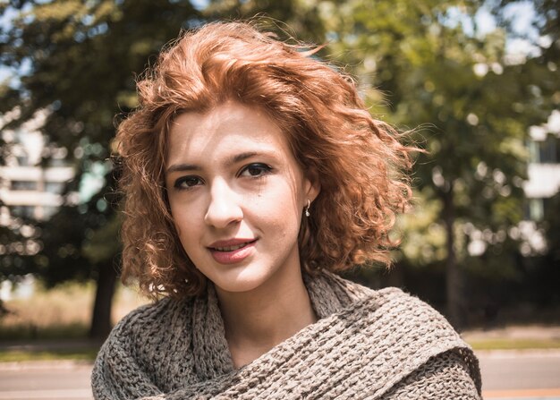 Smiling woman in park