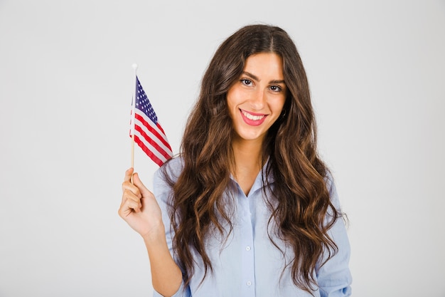 Smiling woman with USA flag