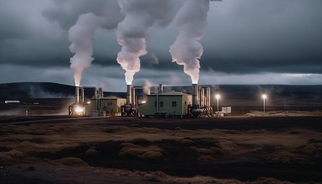 Free photo smoke rises from factory chimney polluting nature generated by ai