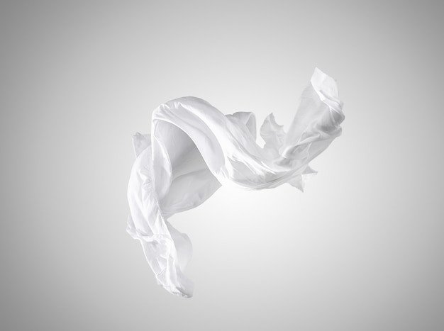 Free photo smooth elegant transparent white cloth separated on gray background.