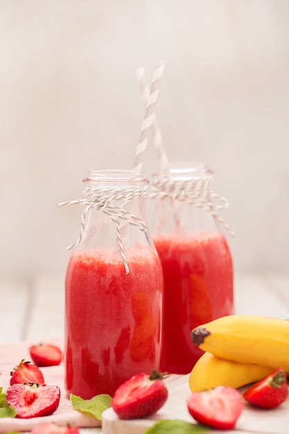 Smoothie drink with strawberries