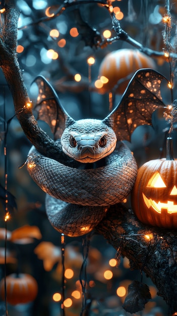 Free photo snake wearing halloween costume