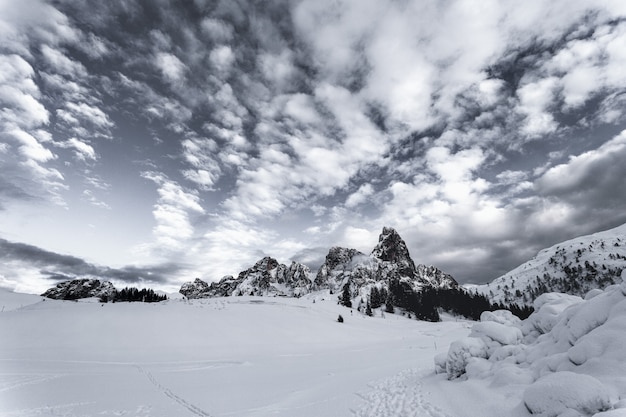 Snow Field With Mountain