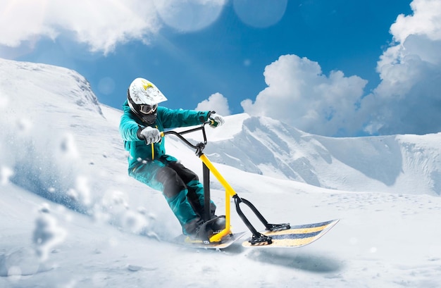 Free photo snow scoot snow bike extreme winter sports