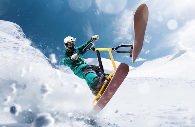 Free Photo snow scoot snow bike extreme winter sports