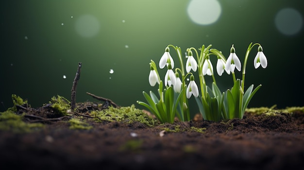 Free photo snowdrops coming out of the ground