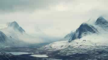 Free photo snowy mountainous nature landscape