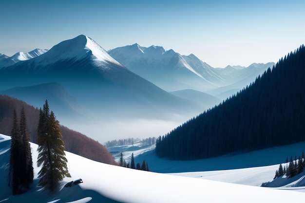 Snowy mountains in the winter wallpapers