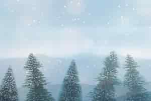 Free photo snowy pine tree design space wallpaper