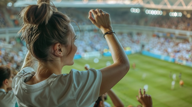 Soccer fans cheering in the stadium